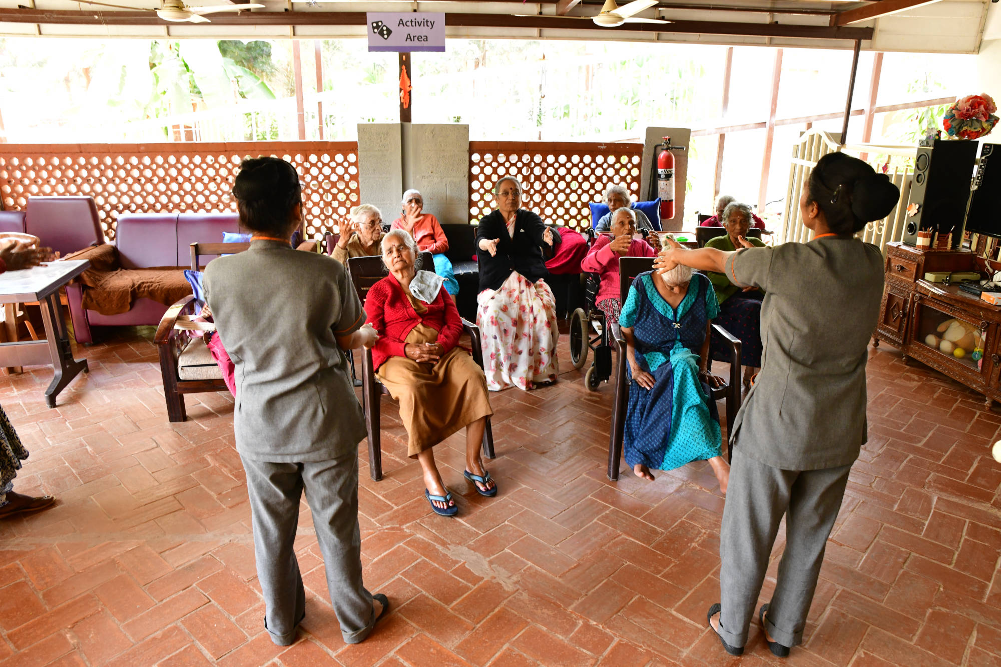 Residents doing their daily exercise