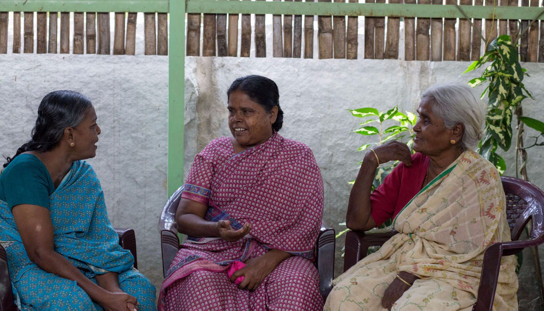 Elderly in conversation