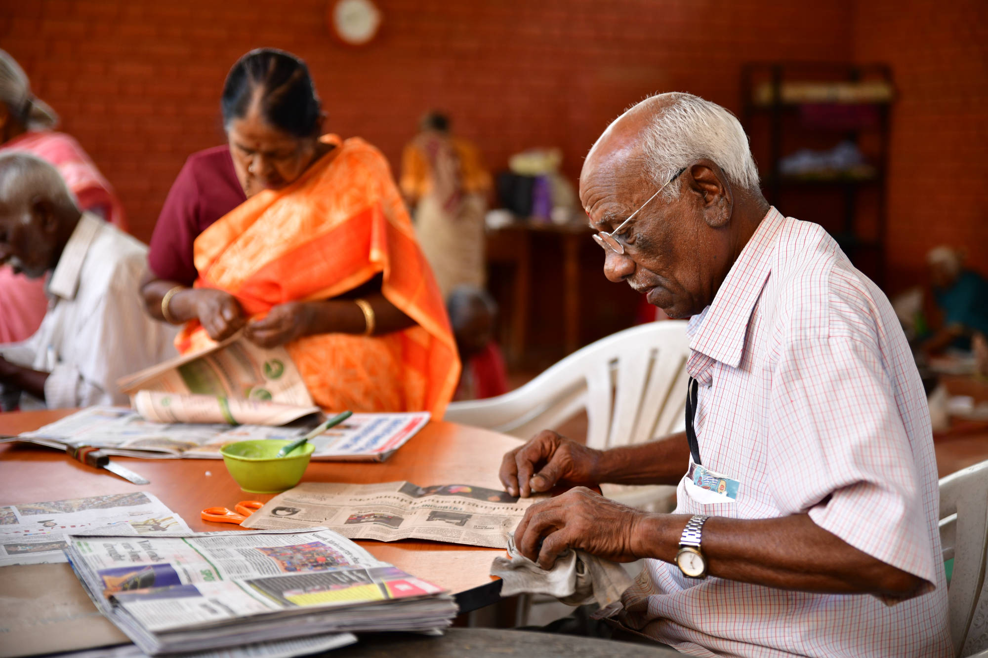 Paper bags are made by our elders at SK